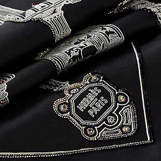 Merveilleuses Lanternes embroidered scarf 90 - Black | Hermès
